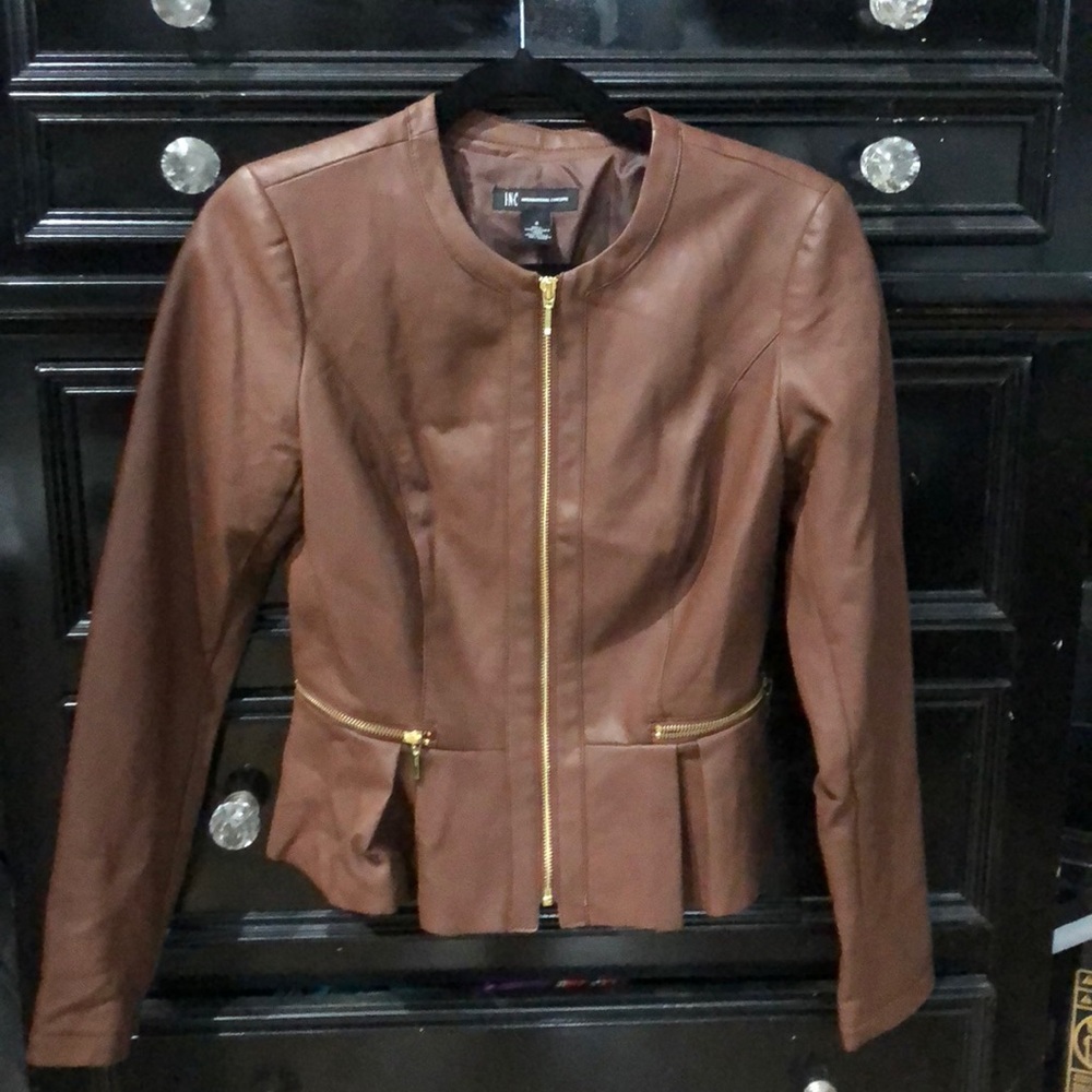 light brown leather jacket